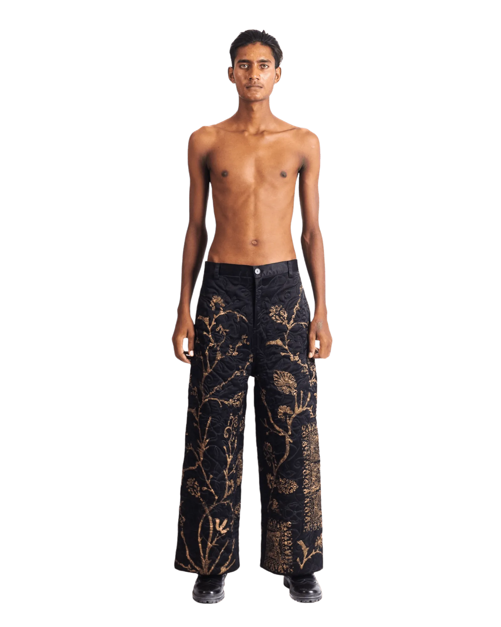 "GOLDEN" SILK BLOCKPRINT TROUSERS