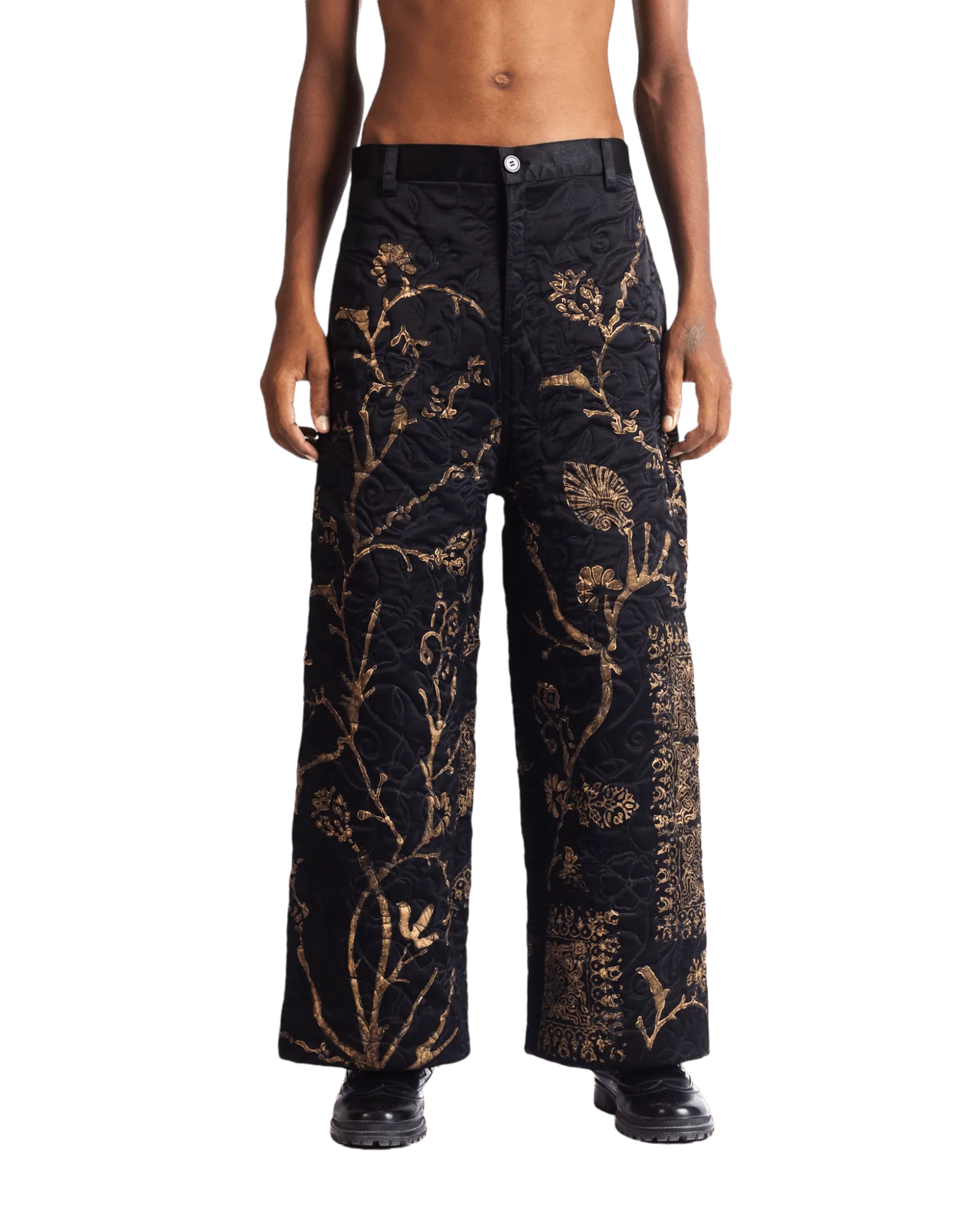 "GOLDEN" SILK BLOCKPRINT TROUSERS