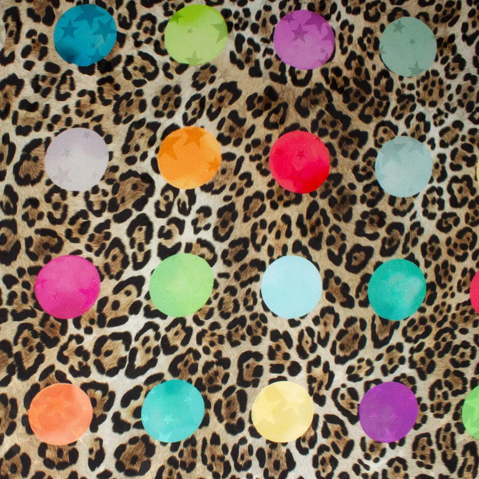 Rainbow Spotted Animal Print Silk Jacquard Fabric