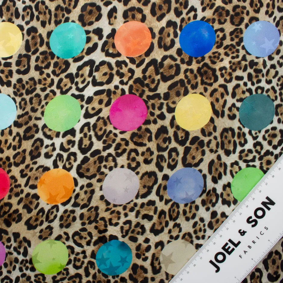 Rainbow Spotted Animal Print Silk Jacquard Fabric