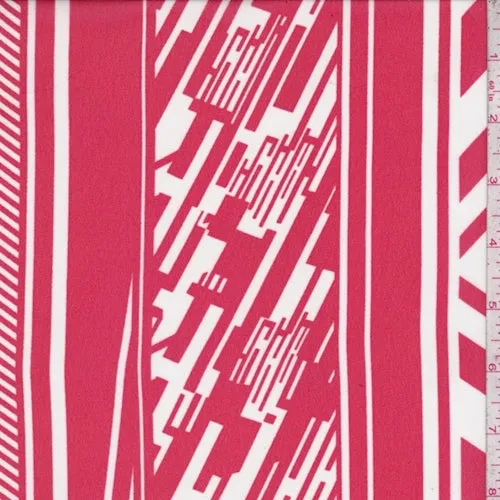 Red/White Deco Stripe Chiffon Fabric