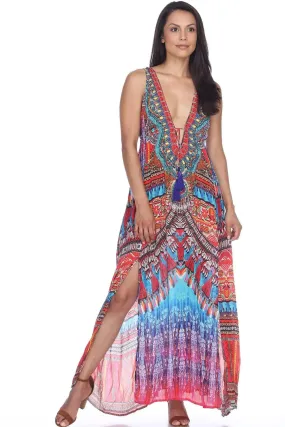 Resort Beach 2 Two Slit Party Maxi Long Dresses for Women - Sun Beach Club Dresses, Summer Wedding and Casual Evening