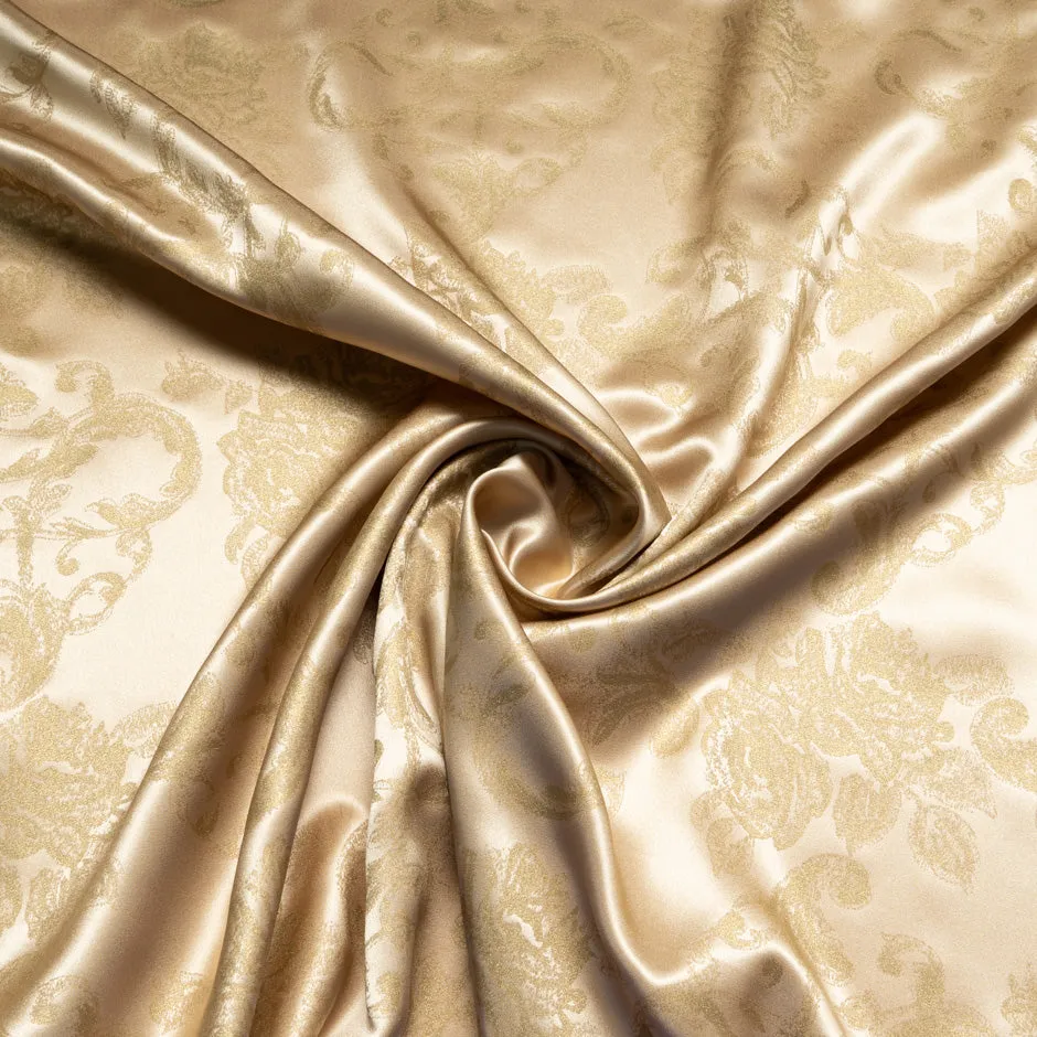 Rich Beige Laminate Silk Satin