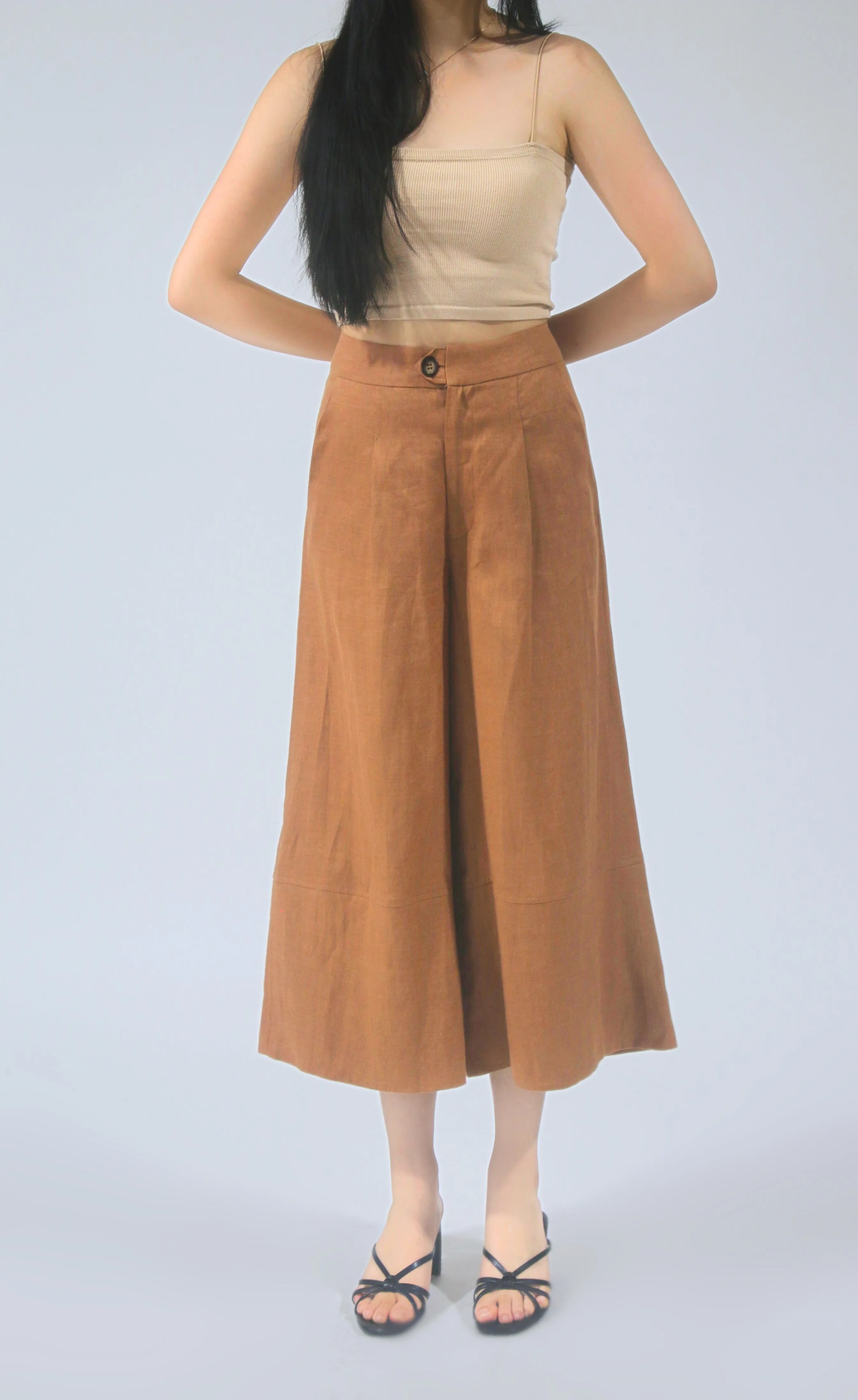 Sam 100% Linen Wide-Legged Capri Pants