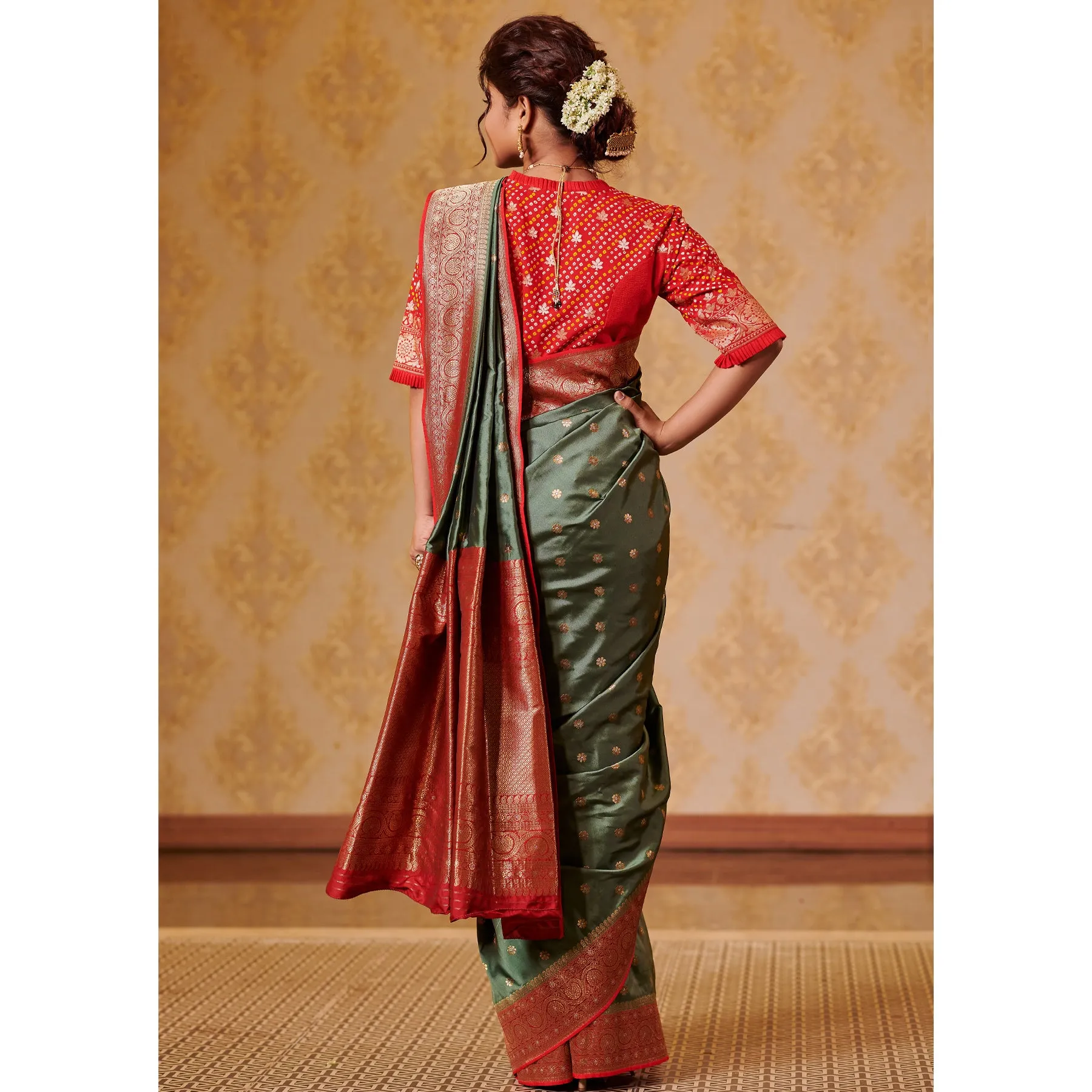 Sap Green Silk Saree