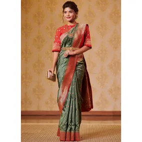 Sap Green Silk Saree