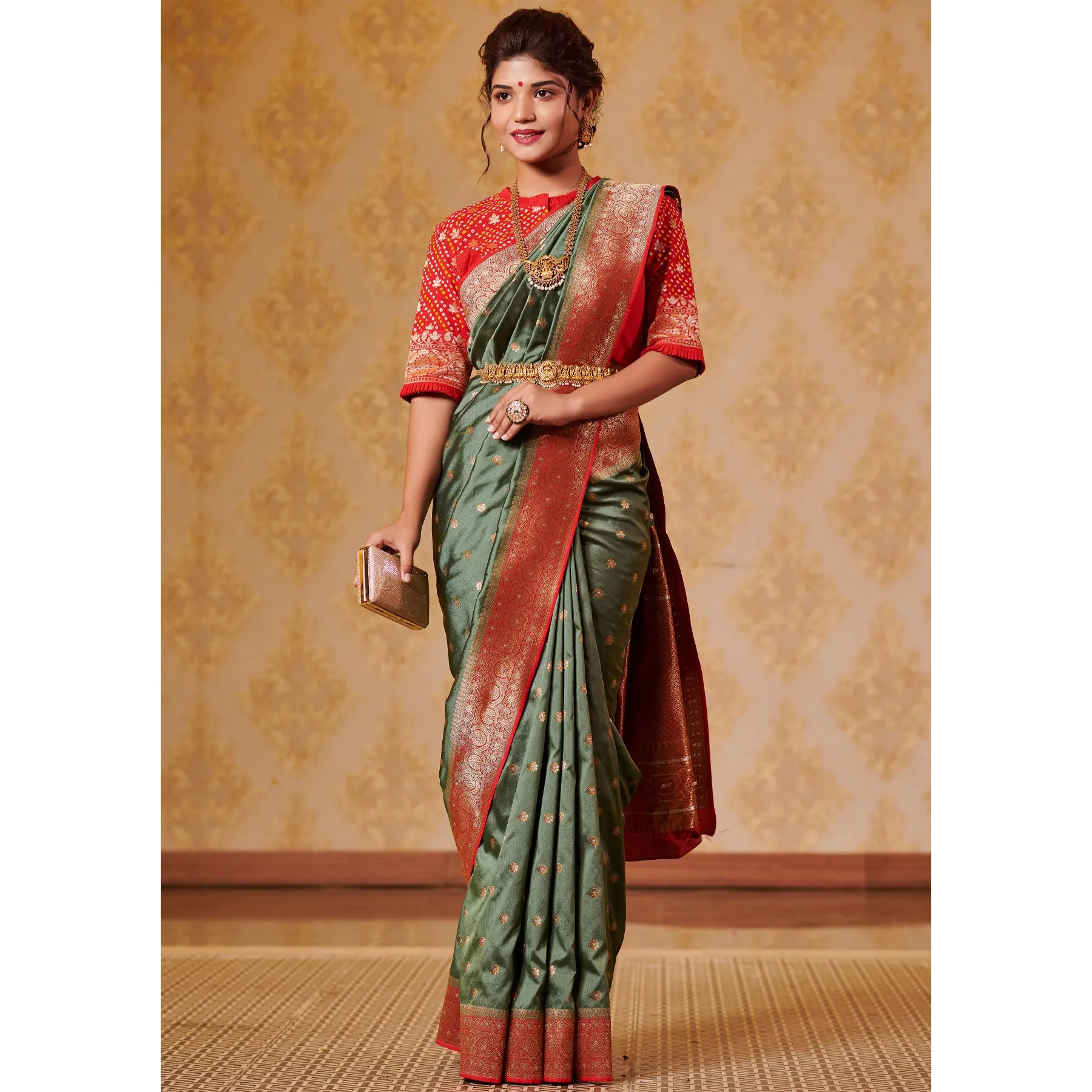 Sap Green Silk Saree