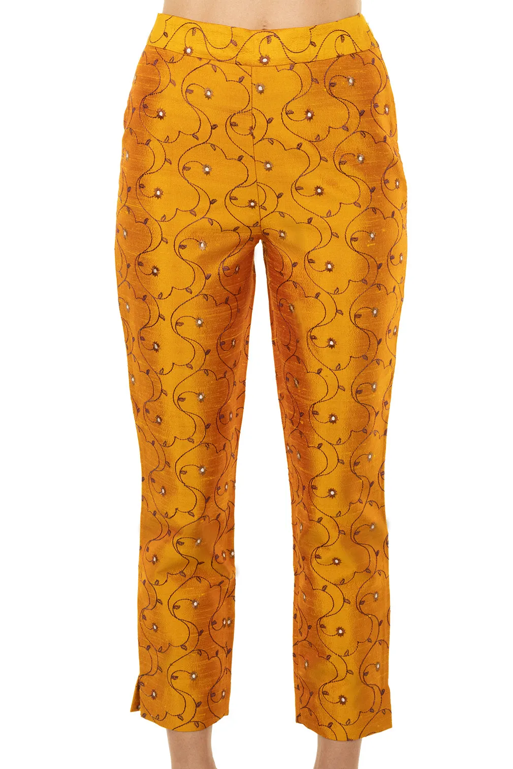 Silk Cigarette Trousers in Jumoke Sun