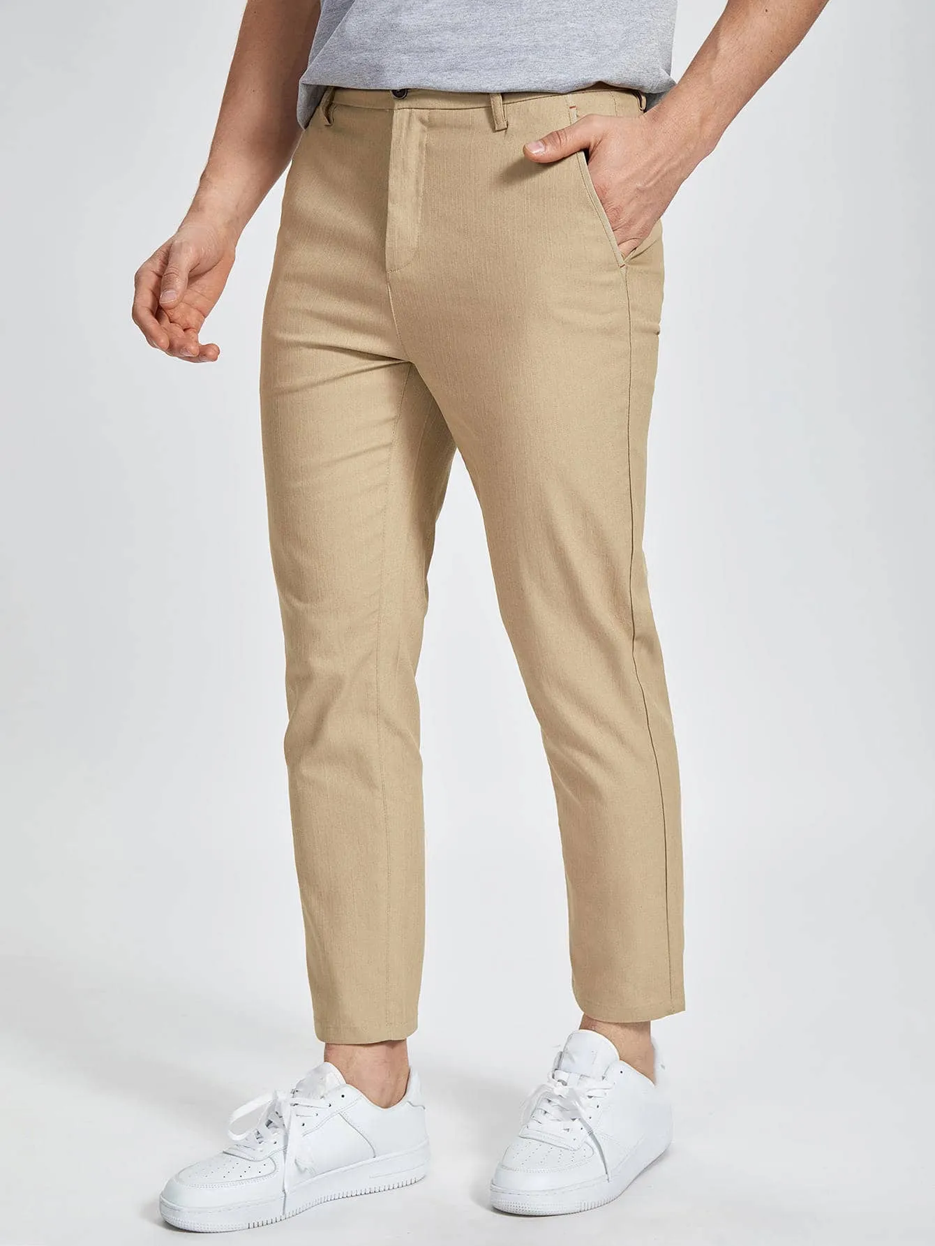 Slant Pockets Zipper Fly Tailored Trousers