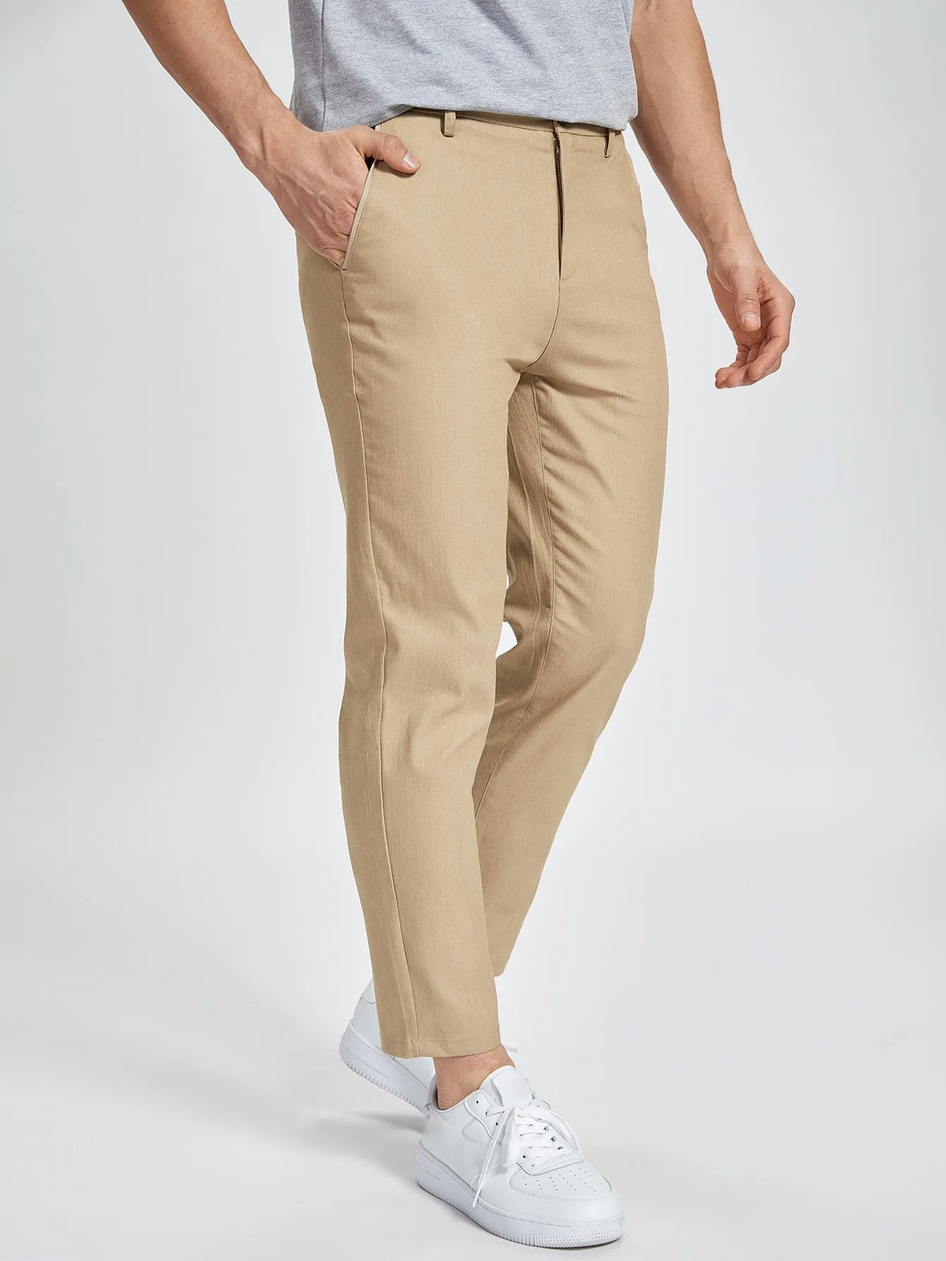 Slant Pockets Zipper Fly Tailored Trousers