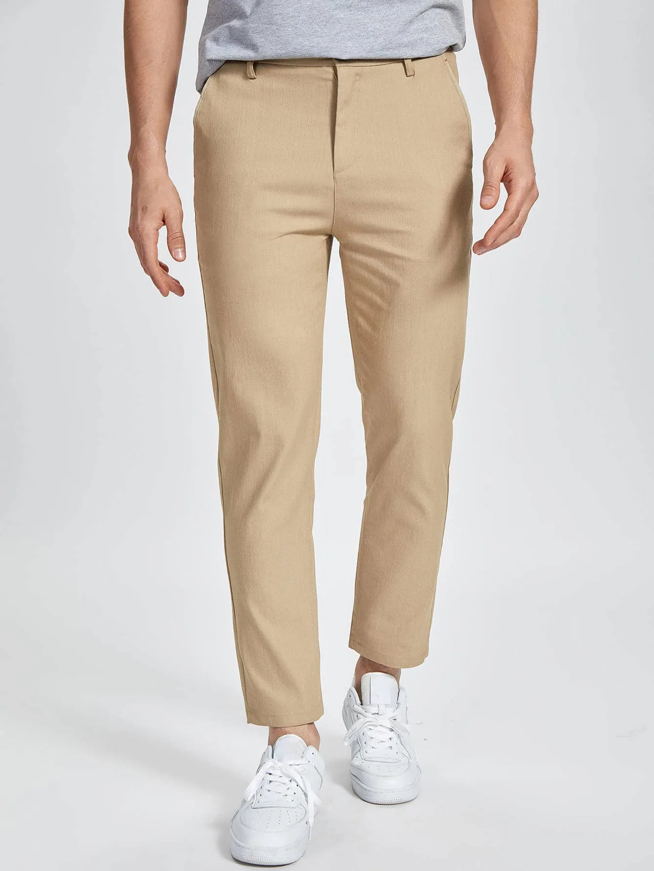 Slant Pockets Zipper Fly Tailored Trousers