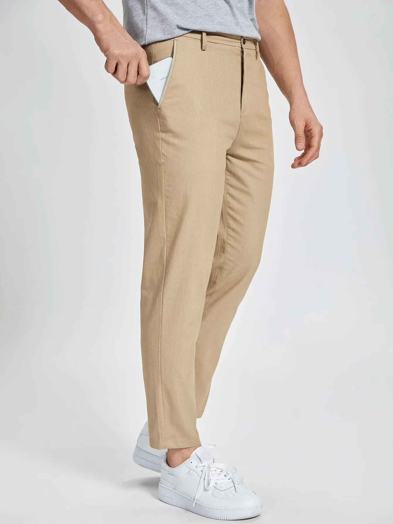 Slant Pockets Zipper Fly Tailored Trousers