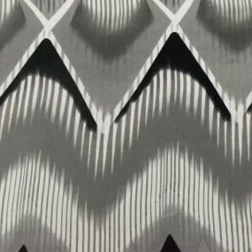 Space Gray-Black-Multi Abstract Chevron Print Silk Faille Woven Fabric