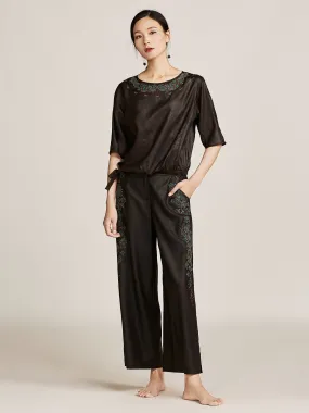 TANGY Silk embrodiered trousers