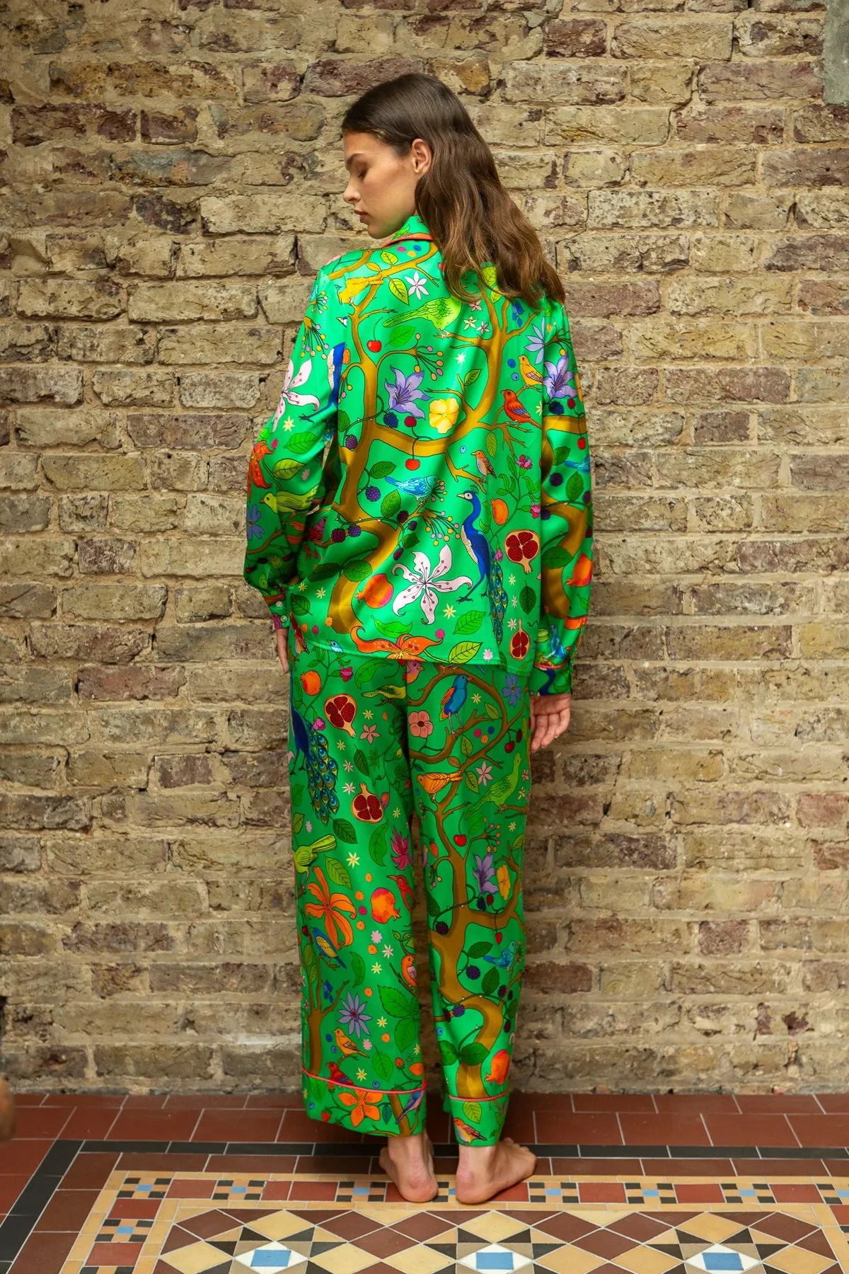 Tree of Life | Green | Silk Pyjama Set