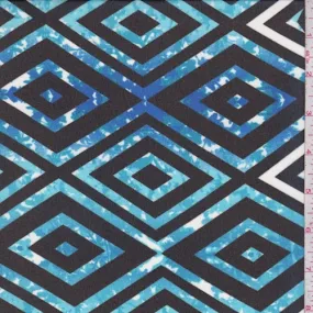 Turquoise/Cobalt/Black Diamond Chiffon Fabric