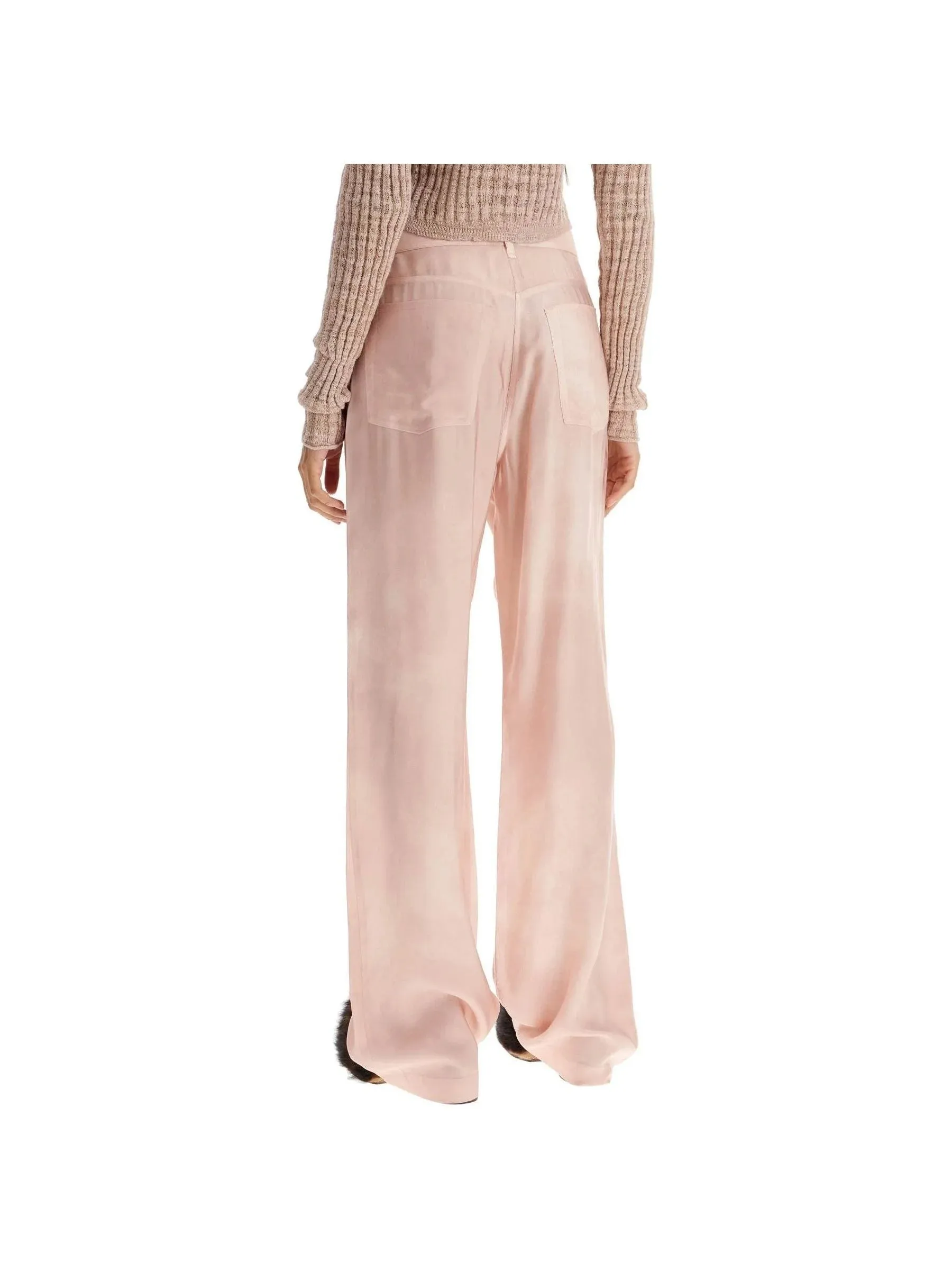 Twill Denim-Effect Silk Trousers