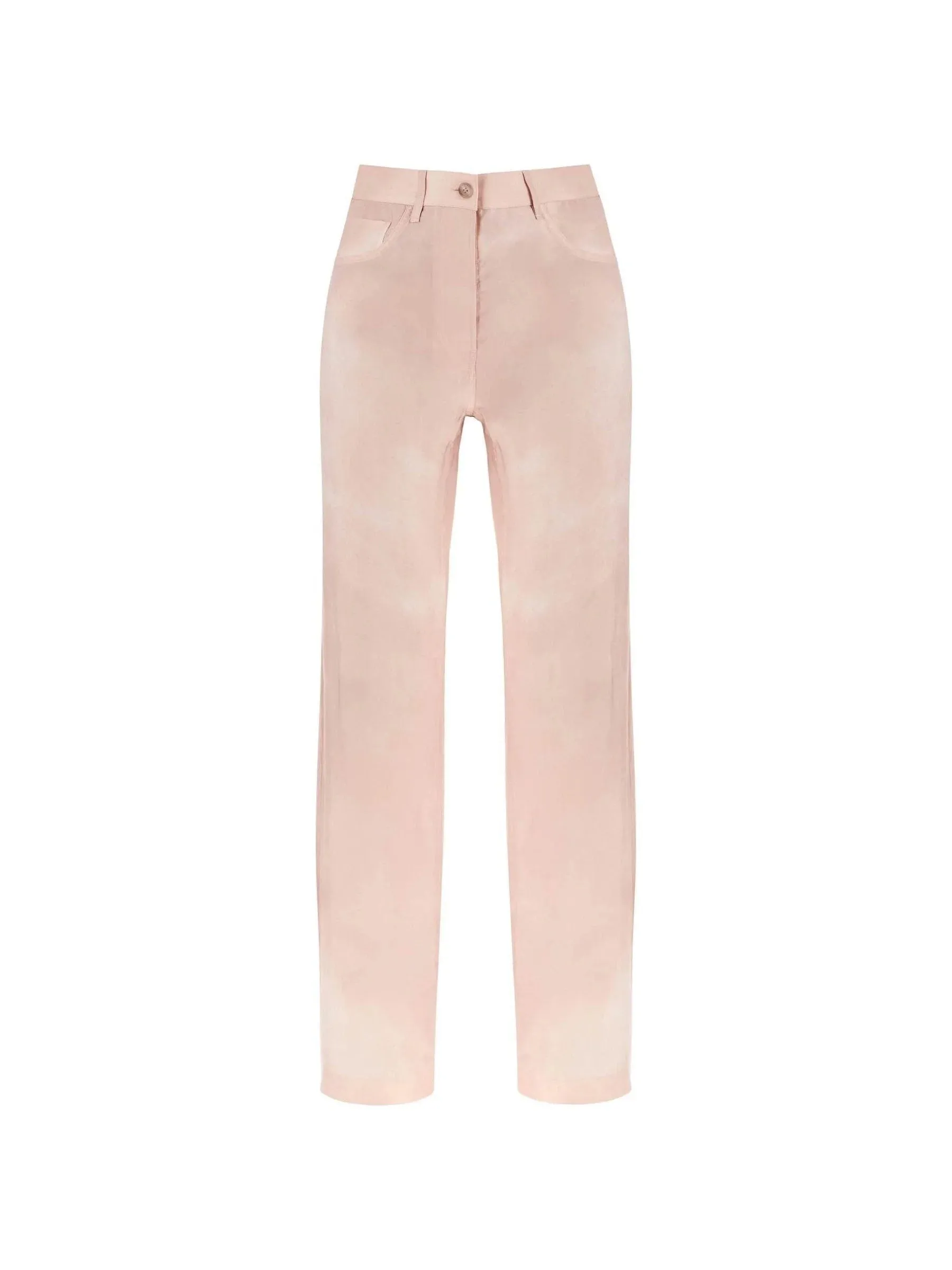 Twill Denim-Effect Silk Trousers