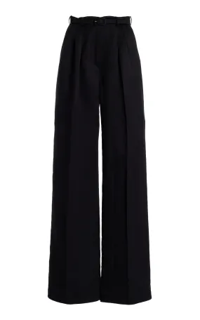 Vargas Pant in Black Silk Linen Satin