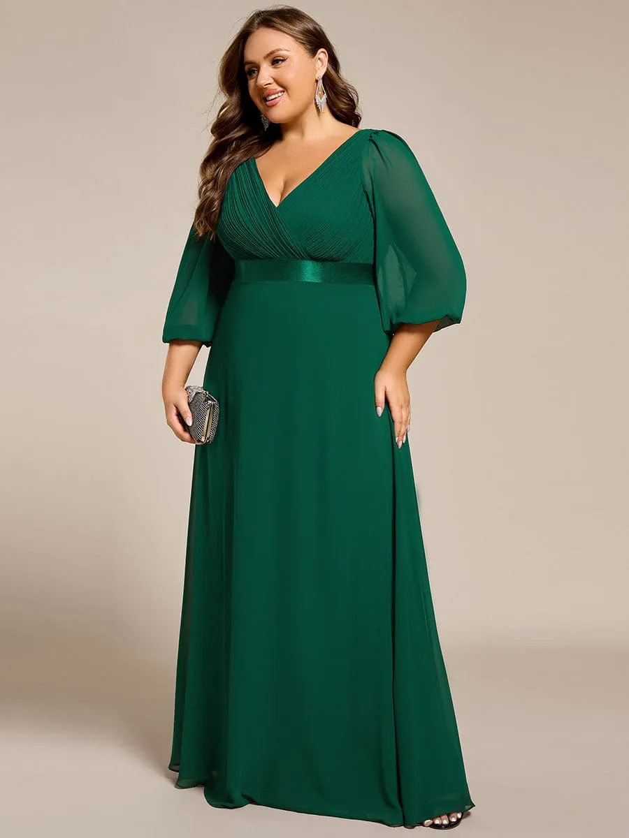 Warm Monica | Long Sleeves Chiffon Empire Waist A-Line Maxi Formal Evening Dress