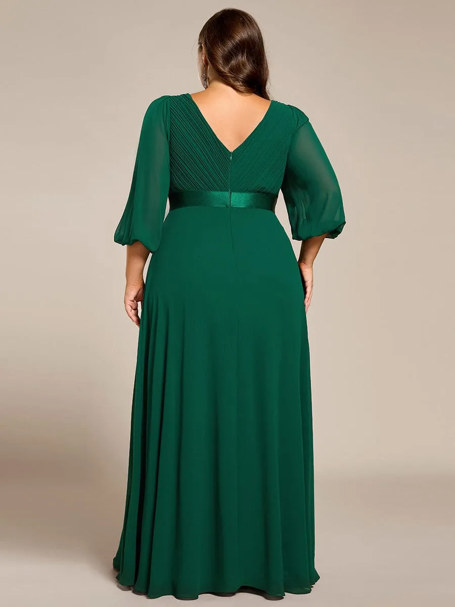 Warm Monica | Long Sleeves Chiffon Empire Waist A-Line Maxi Formal Evening Dress