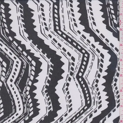 White/Black Zig Zag Chiffon Fabric