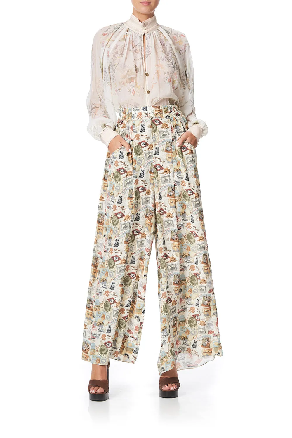 WIDE LEG PANT WITH GATHERED POCKETS WISH YOU WERE HERE