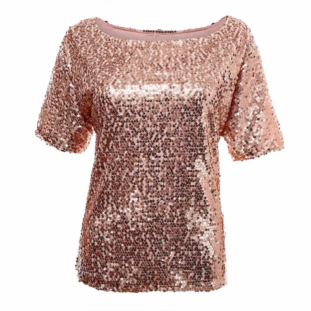 Women Off Shoulder Sequin Glitter Blouses