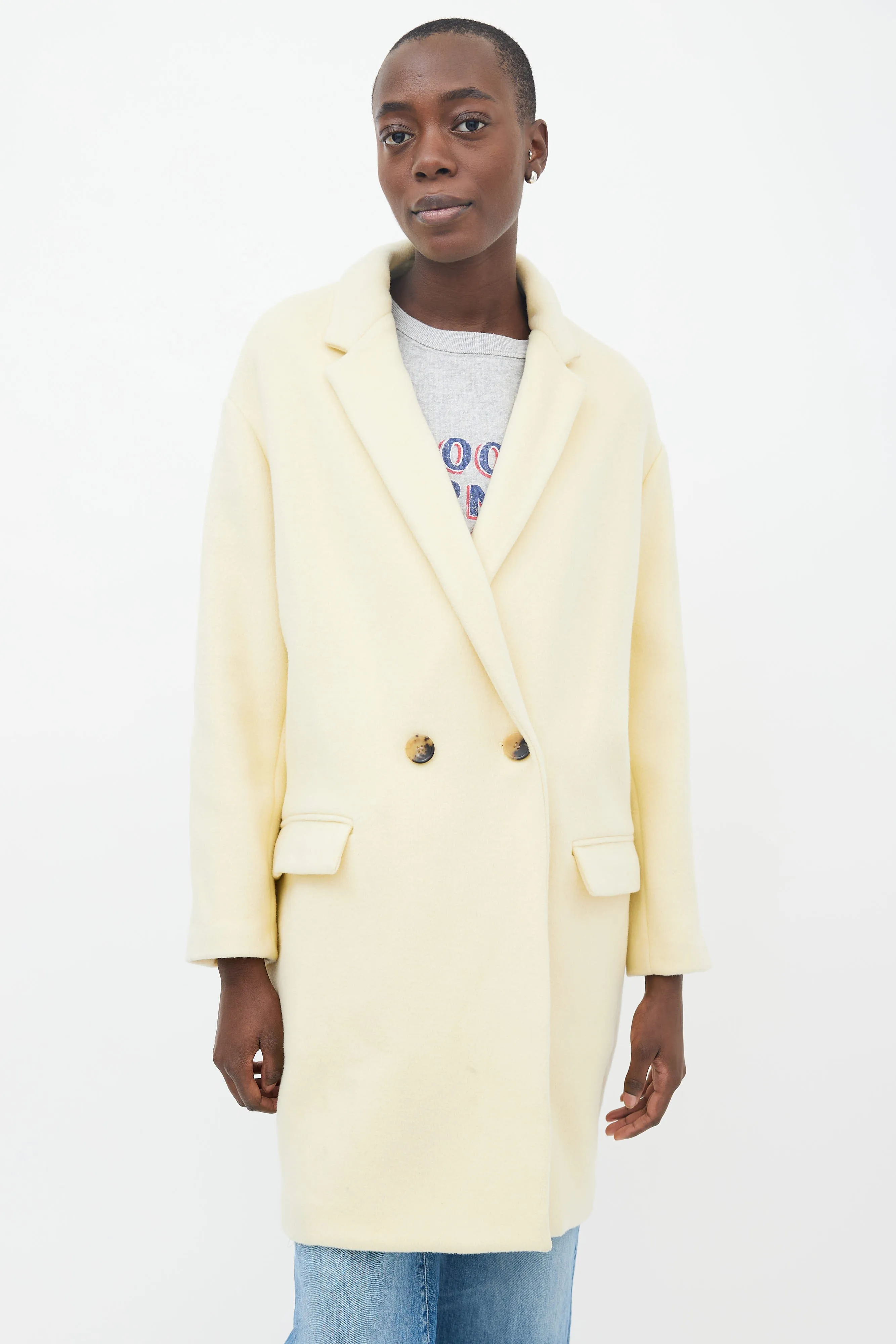 Yellow Wool Filipo Double Breasted Coat