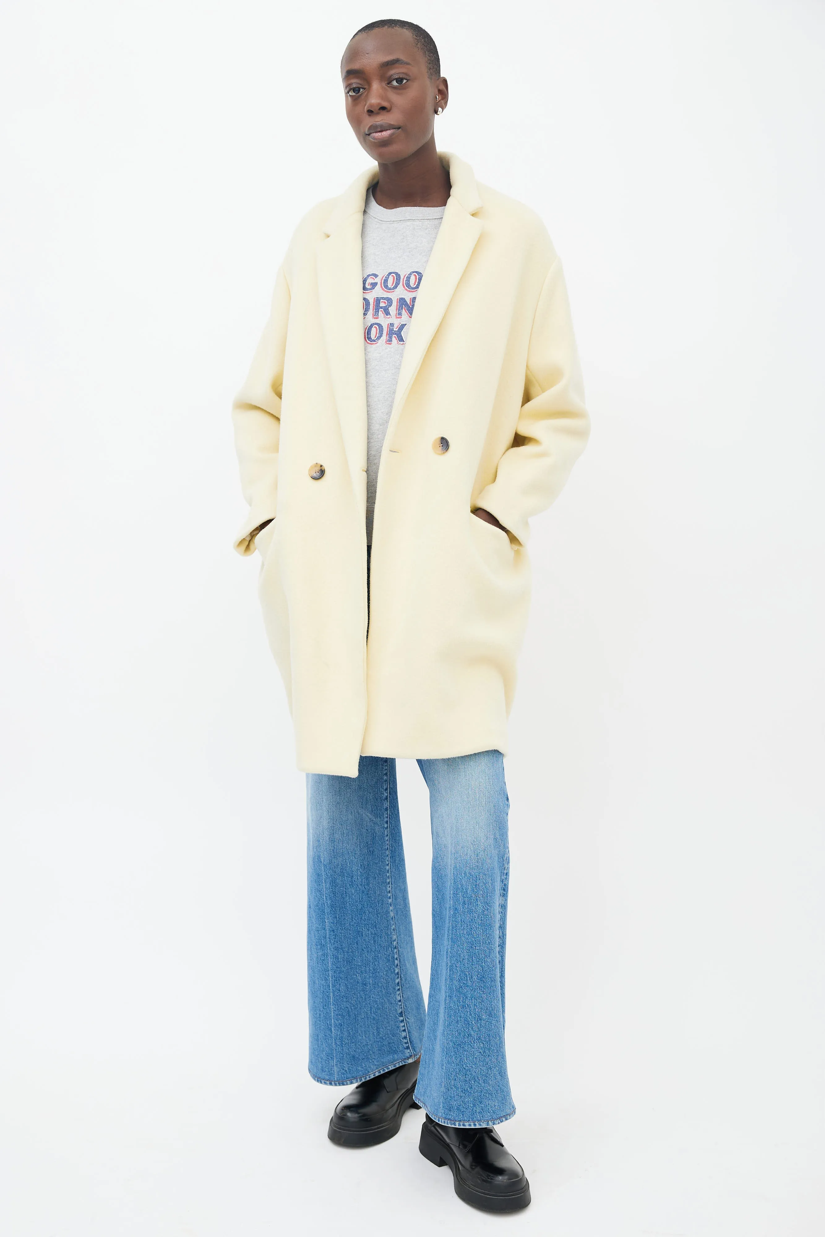 Yellow Wool Filipo Double Breasted Coat