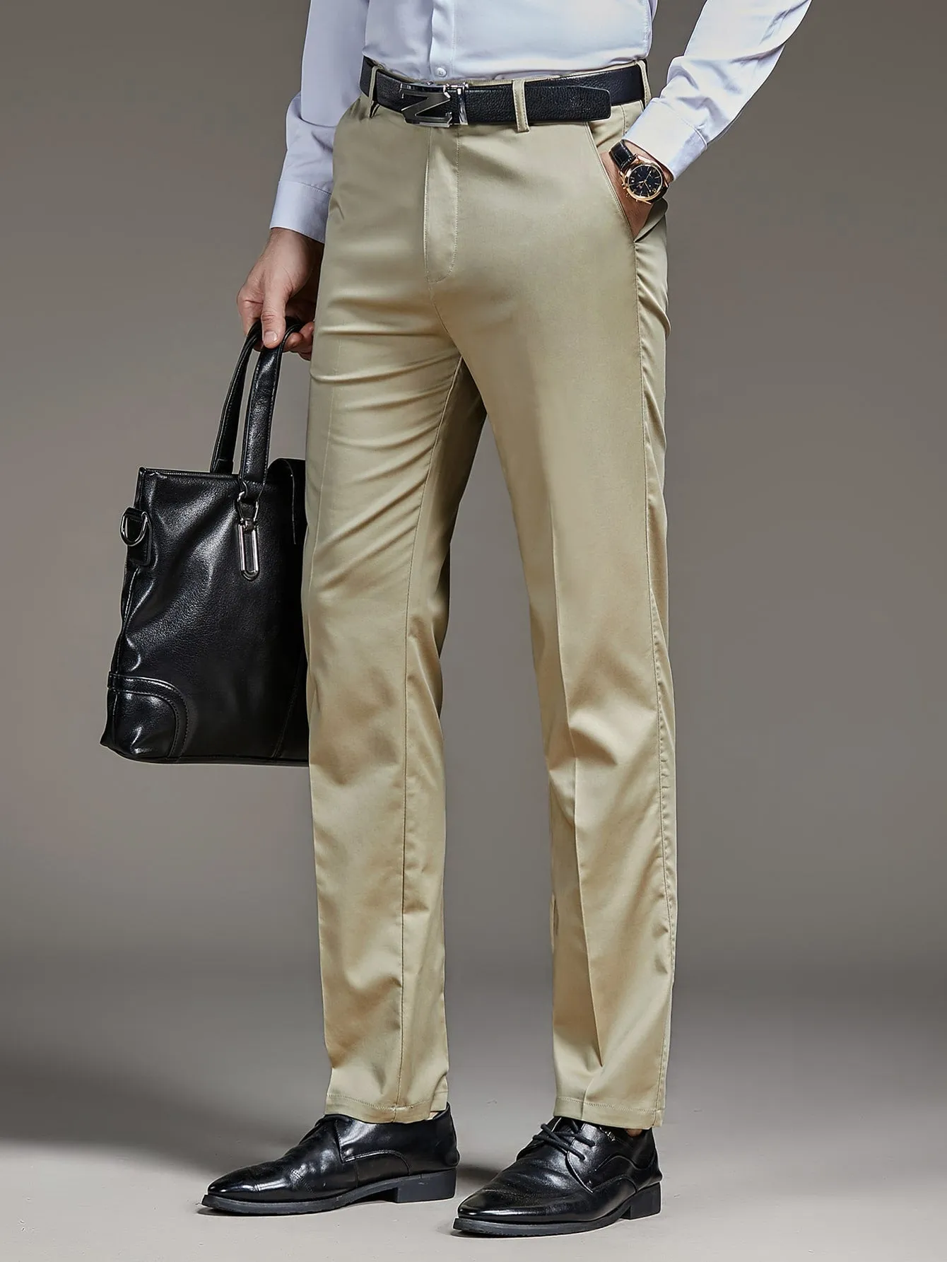 Zipper Fly Slant Pocket Tailored Trousers