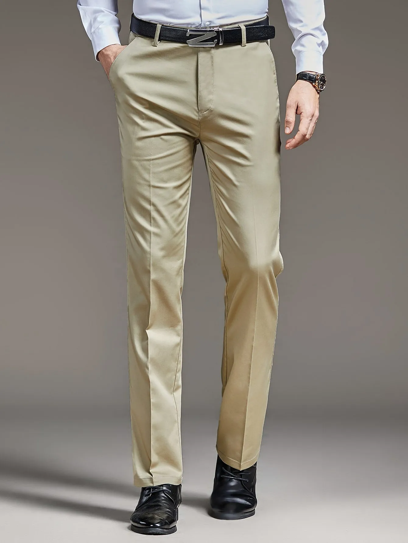 Zipper Fly Slant Pocket Tailored Trousers